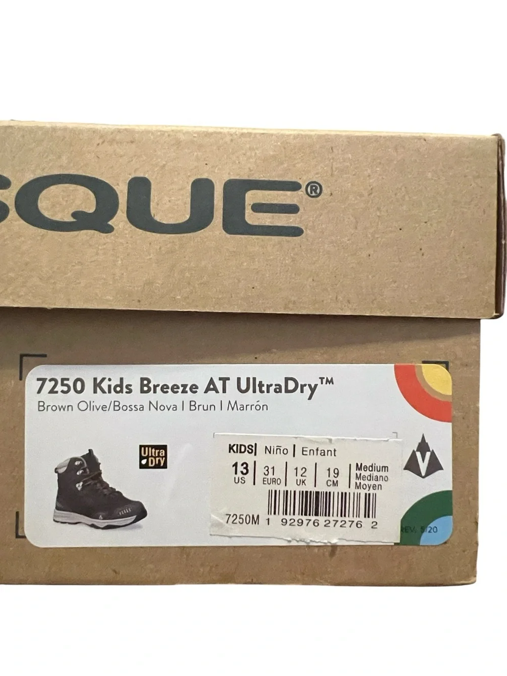 🌟NIB🌟 Vasque Kids Breeze AT UltraDry Waterproof Hiking Boots in Brown Olive